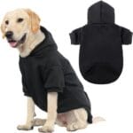 KOOLTAIL Basic Dog Hoodie - Soft and Warm Dog Hoodie Sweater with Leash Hole and Pocket, Dog Winter Coat, Cold Weather Clothes Sweatshirt for Small Medium Large Dogs Puppy Cat Boys Girls Black L