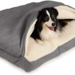 Snoozer Rectangle Cozy Cave Dog Bed - Indoor Dog Bed with Cover Cave, Covered Calming Burrow for Medium & Large Sized Pets with Blanket Attached, Enclosed, Washable - Large, Heather Gray