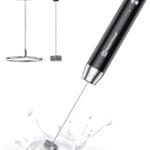 Maestri House Rechargeable Milk Frother with Stand, LunaFro Handheld Electric Foam Maker Waterproof Detachable Stainless Steel Whisk Drink Mixer Foamer for Lattes, Cappuccino