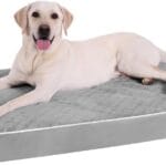KSIIA Orthopedic Dog Bed for Crate Large Dog Bed XL with Removable Machine Washable Cover Waterproof Crate Pad with Egg Foam and Non-Slip Bottom, 41x27 Inch, Light Gray