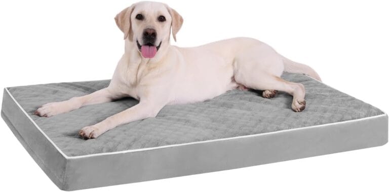 KSIIA Orthopedic Dog Bed for Crate Large Dog Bed XL with Removable Machine Washable Cover Waterproof Crate Pad with Egg Foam and Non-Slip Bottom, 41x27 Inch, Light Gray