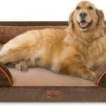 Comfort Expression Dog Beds for Extra Large Dogs, Waterproof Orthopedic Foam XL Dog Beds with Bolster, Washable Dogs Bed Sofa Pet Bed with Removable Cover & Non-Slip Bottom(X-Large,Brown)