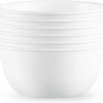 Corelle Vitrelle 28-oz Soup/Cereal Bowls Set of 6 Chip & Crack Resistant Dinnerware Bowls for Soup, Ramen, Cereal and More, Triple Layer Glass, Winter Frost White