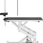 APRILSOUL 42" Hydraulic Pet Grooming Table w/Anti-Static Table Top, Heavy Duty Z-Lift Dog Grooming Table/21-36 w/Armrests/Leash Covers/Tool Organizers/Hooks, Weight Capacity 330LBS Black