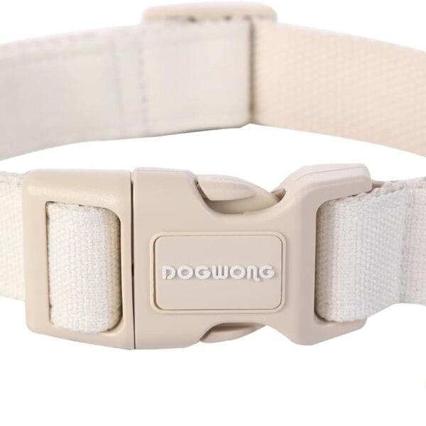 DOGWONG Cotton Hemp Dog Collar, Heavy-Duty Adjustable Soft Natural Fabric Pet Collar - Cute Wedding Puppy Necklace for Small to Large Dogs