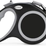 Retractable Dog Leash 26 FT, Heavy Duty Dog Leash for Dogs up to 110lbs, Strong Nylon Tape No Tangle, One-Handed Brake, Pause, Lock, Perfect for Medium Large Dogs (Black, 26 FT(66-110 LBS))