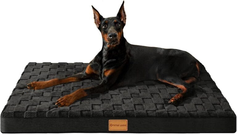 Patas Lague Orthopedic Dog Bed Large Sized Dog 36''X24'', Waterproof Soft Comfortable Egg Crate Foam Large Pet Beds Crate Mat with Removable Washable Cover and Nonskid Bottom, Black