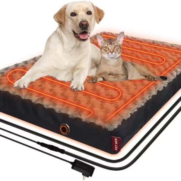 Heated Dog Bed with12V24V Safe Voltage, Electric Heating Arthritis Orthopedic Dog Bed with Thickened Memory Foam, Heated Pet Bed with Waterproof Cover for Medium Dogs, Large Dogs (Large)