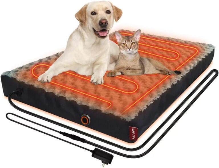 Heated Dog Bed with12V24V Safe Voltage, Electric Heating Arthritis Orthopedic Dog Bed with Thickened Memory Foam, Heated Pet Bed with Waterproof Cover for Medium Dogs, Large Dogs (Large)