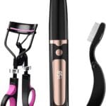 3-in-1 Heated Eyelash Curler Kit,Eyelash curlers &Folding Eyelash Comb,24 Hours Long Lasting Natural Curl,4 Heat Levels,Anti-Burn,Non-Slip Finger Grips, Easy to Use,rizador de pestaas