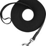 Waterproof Long Leash Durable Dog Recall Training Lead Great for Outdoor Hiking, Training, Yard, Beach and Swimming (Black, 15ft)