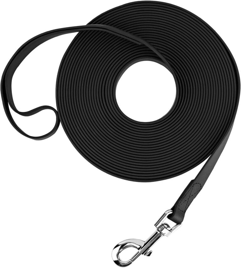 Waterproof Long Leash Durable Dog Recall Training Lead Great for Outdoor Hiking, Training, Yard, Beach and Swimming (Black, 15ft)
