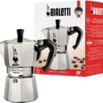 Bialetti Moka Express Iconic Italian Stovetop Espresso Maker 6 Cups, Aluminium, Silver