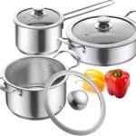 Stainless Steel pots and pans set, 6 Piece Nonstick Kitchen Induction Cookware Set,Works with Induction/Electric and Gas Cooktops, Nonstick, Dishwasher