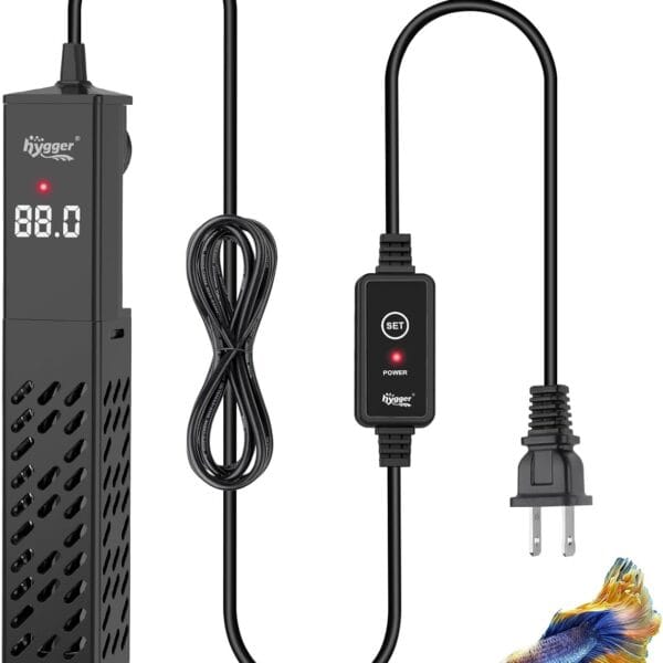 hygger Upgrade Ceramic Aquarium Heater, 100W Digital Fish Tank Heater with Automatic Power-Off and Over-Temperature Protection, Energy Saving Submersible Aquarium Heater for Freshwater and Saltwater