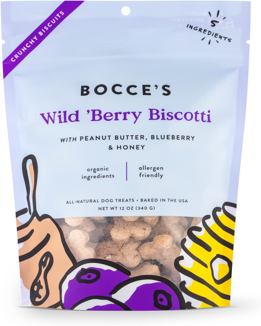 Bocce's Bakery All Natural, Small Batch, Organic Dog Treats, Wild 'Berry Biscotti Biscuits, Wheat Free, Limited Ingredient, Made In The USA With 100% Recyclable Packaging, 12 Oz Bag Bocce's Bakery All-Natural, Small Batch, Organic Dog Treats, Wild 'Berry Biscotti Biscuits, Wheat-Free, Limited-Ingredient, Made in The USA with 100% Recyclable Packaging, 12 oz Bag