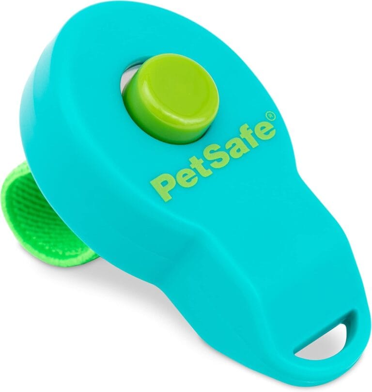 PetSafe Clik-R Training Tool - Positive Behavior Reinforcement - Ergonomic Design - Compact Finger Band - Daily Training Accessory - Clicker for Dogs & Cats - Teal
