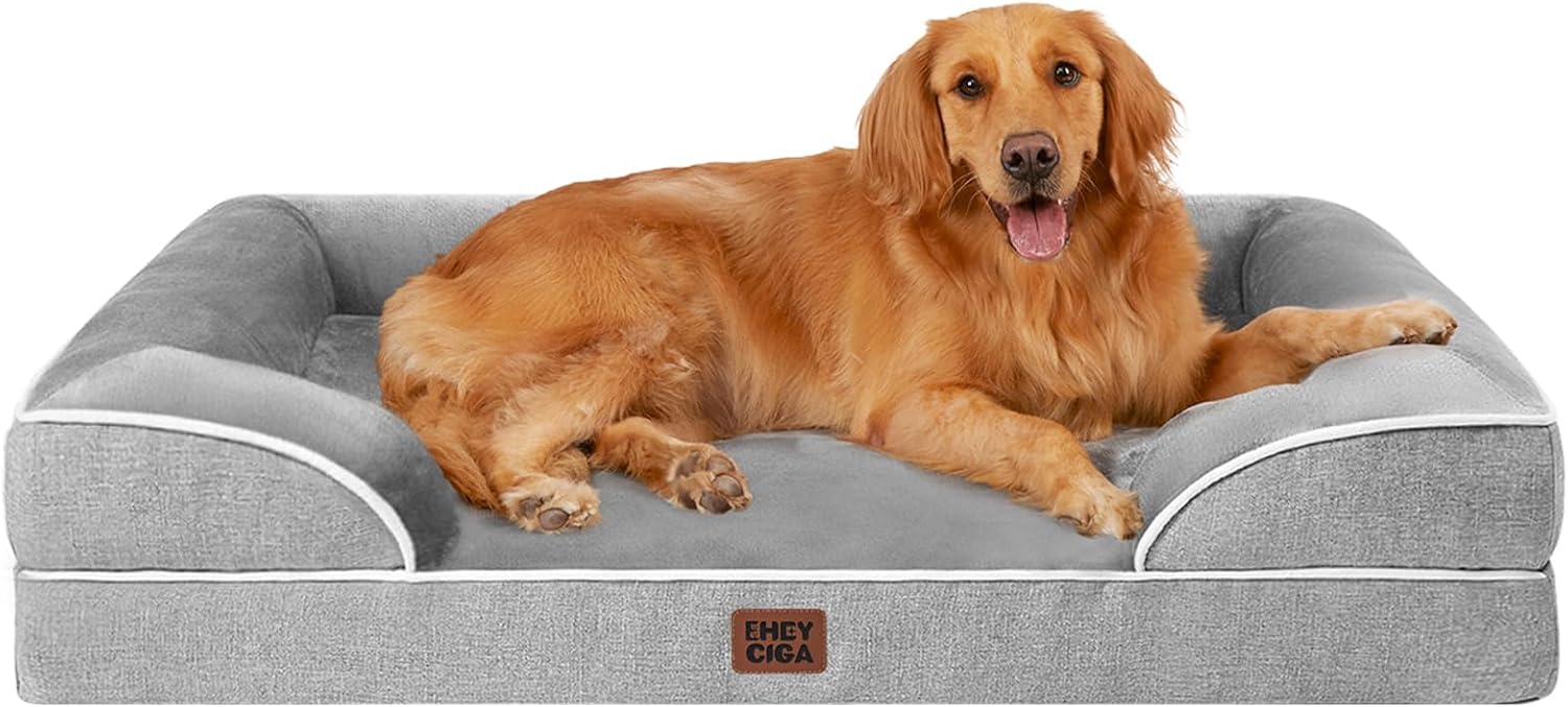 EHEYCIGA Orthopedic Dog Beds For Extra Large Dogs 44x32Inch, Waterproof Memory Foam XL Pet Bed With Sides, Non Slip And Egg Crate Foam Big Dog Couch Bed With Washable Removable Cover, Grey EHEYCIGA Orthopedic Dog Beds for Extra Large Dogs 44x32Inch, Waterproof Memory Foam XL Pet Bed with Sides, Non-Slip and Egg-Crate Foam Big Dog Couch Bed with Washable Removable Cover, Grey