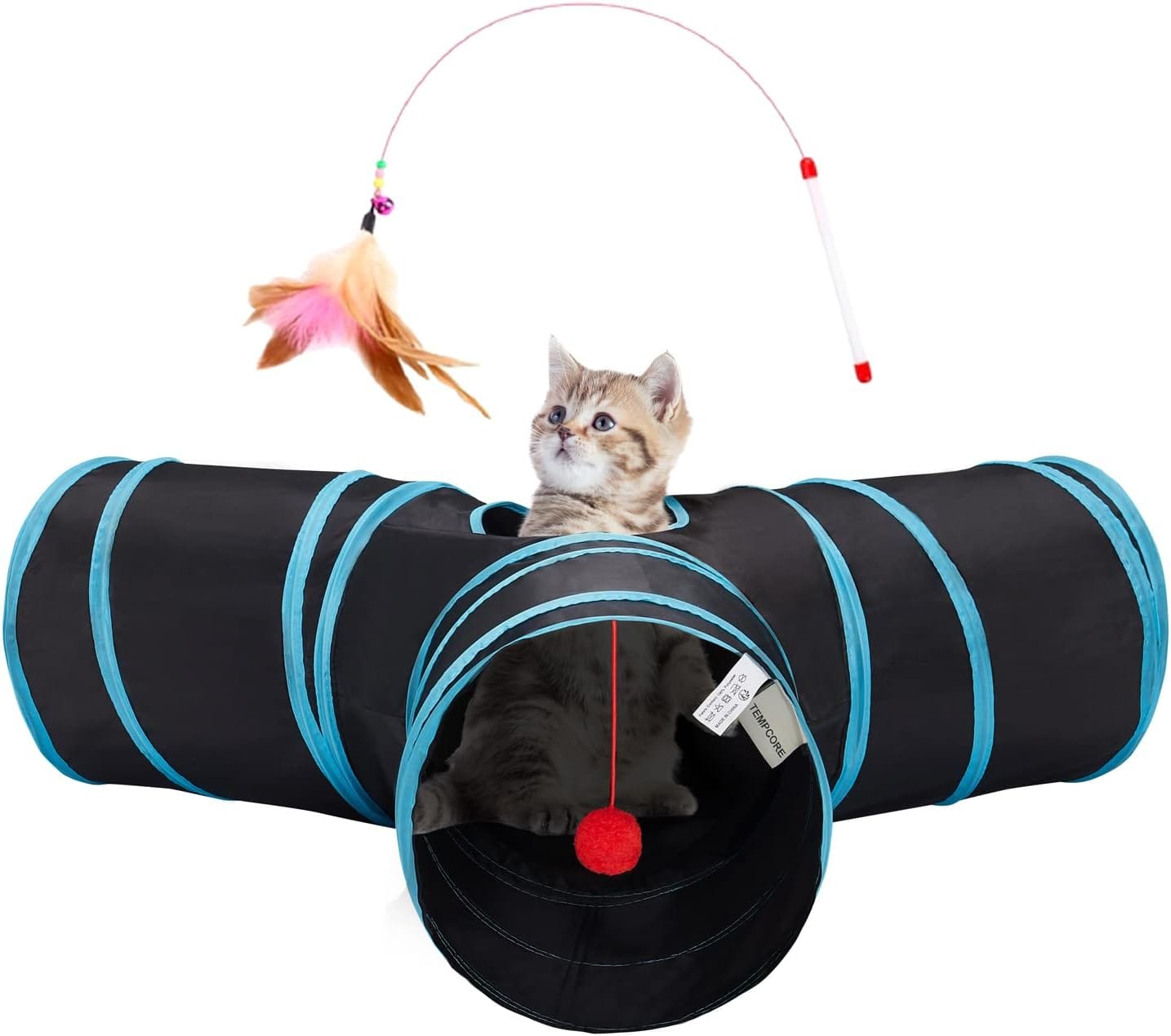 Tempcore Pet Cat Tunnel Tube Cat Toys 3 Way Collapsible, Tunnels For Indoor CatsKitty Bored Peek Hole Toy Ball Cat, Puppy, Kitty, Kitten, Rabbit Tempcore Pet Cat Tunnel Tube Cat Toys 3 Way Collapsible, Tunnels for Indoor CatsKitty Bored Peek Hole Toy Ball Cat, Puppy, Kitty, Kitten, Rabbit