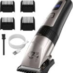 Dog Grooming Clipper Kit, Cordless Low Noise Rechargeable Electric Trimmer With Adjustable Comb & Detachable Blades, Suitable for Dogs, Cats, Pets