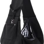 Dog Carrier Sling - Reversible Puppy Carrier Purse with Storage Pocket, Hand-Free Dog Sling Carrier for Carry Small Dogs and Cats, Travel Safety Harness, Dog and Cat Harness(Black)