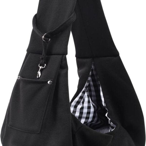 Dog Carrier Sling - Reversible Puppy Carrier Purse with Storage Pocket, Hand-Free Dog Sling Carrier for Carry Small Dogs and Cats, Travel Safety Harness, Dog and Cat Harness(Black)