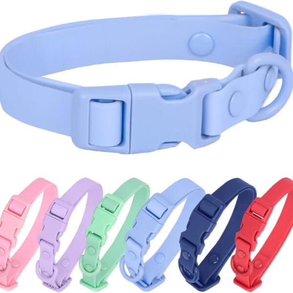 Waterproof Dog Collar Soft Rubber Dog Collar with Safety Buckle Adjustable Pet Collars for Small Medium Large Dogs