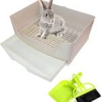 PINVNBY Large Rabbit Litter Box Bigger Pet Litter Pan Trainer with Drawer Corner Toilet Box for Adult Guinea Pigs Chinchilla Ferret Hedgehog Small Animals(Brown)
