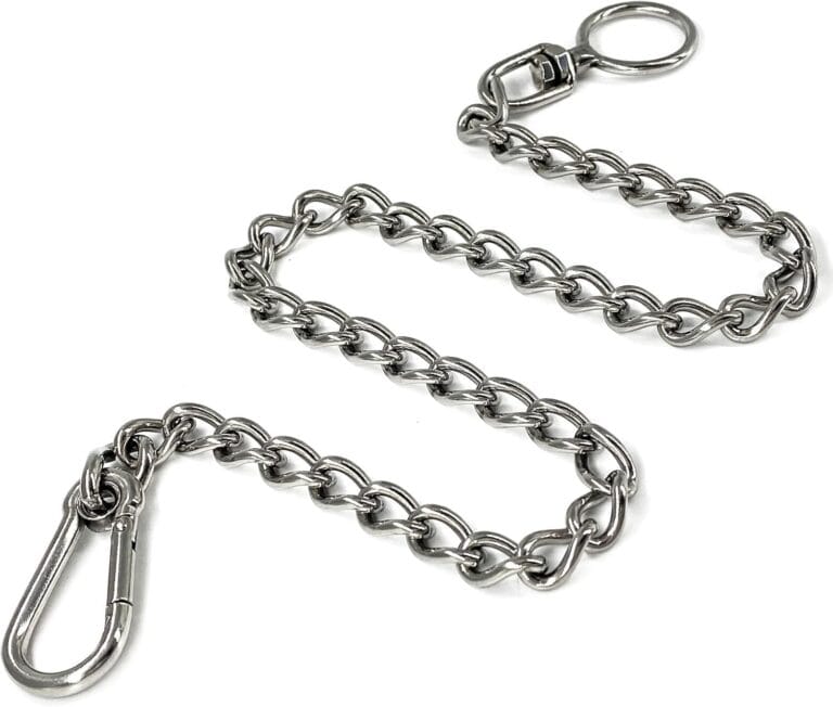 Dog Chain Leash, 304 Stainless Steel Dog Short Lead Metal Heavy Duty Chain DIY Double Dog Leashes Self-Assembly Leashes Extension&Coupler. (304 S/S 20in x 2.5mm)