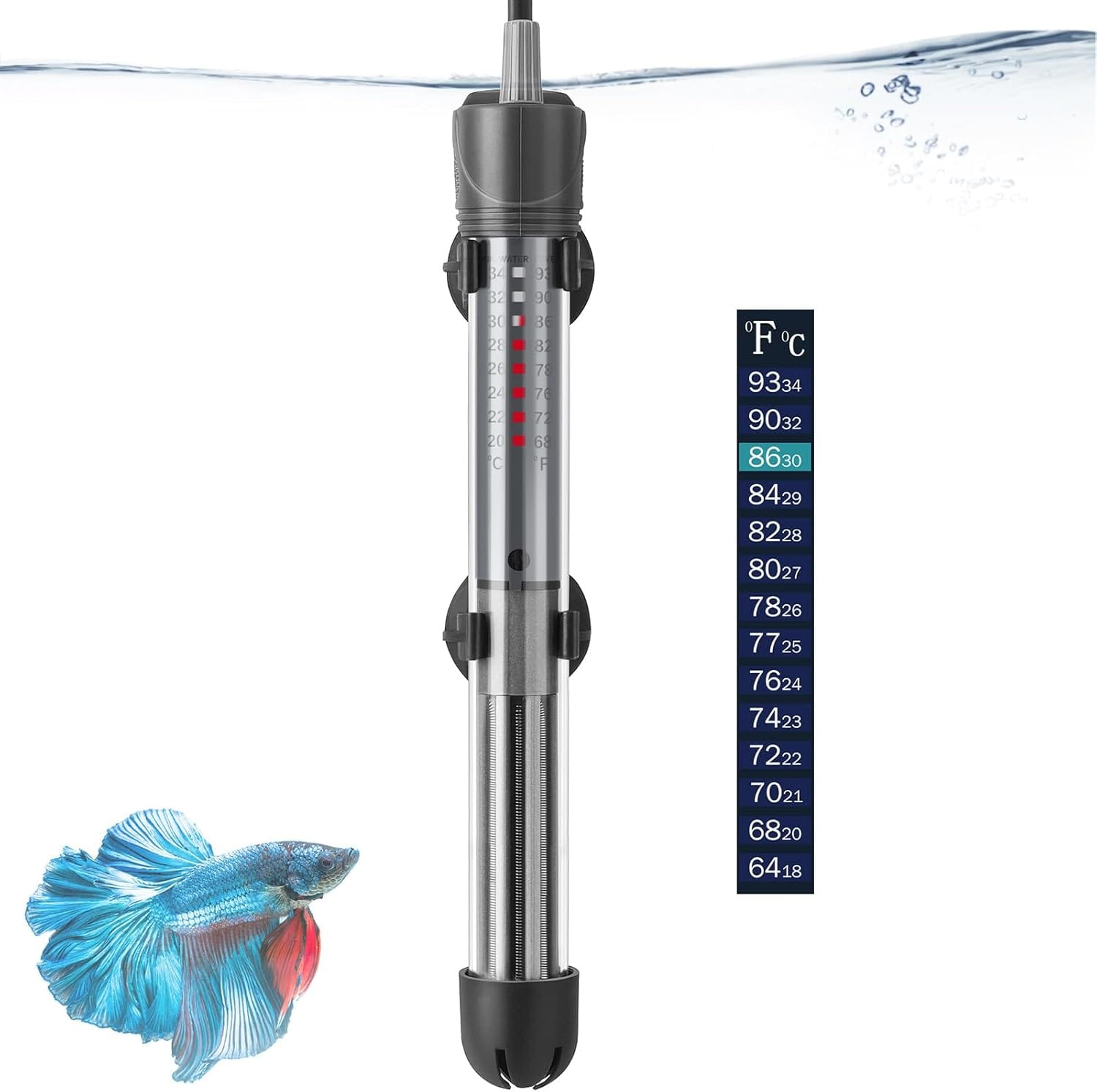 HITOP 25W 50W 100W 200W 300W Adjustable Aquarium Heater, Submersible Fish Tank Heater Thermostat With Suction Cups (100W Grey) HITOP 25W 50W 100W 200W 300W Adjustable Aquarium Heater, Submersible Fish Tank Heater Thermostat with Suction Cups (100W-grey)
