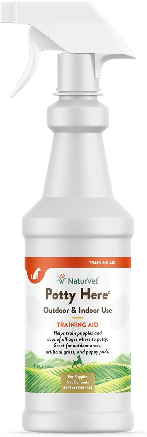 NaturVet  Potty Here Training Aid Spray | Attractive Scent Helps Train Puppies & Dogs Where To Potty | Formulated For Indoor & Outdoor Use | 32 oz