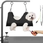 Adjustable Dog Grooming Arm with Clamps: 42" Height-Adjustable Pet Grooming Stand with Hammock and No-Sit Haunch Holders, Ideal for Home Grooming, Trimming, and Nail Clipping (Table Not Included)