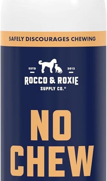 Rocco & Roxie No Chew Spray for Dogs, Bitter Dog Training Aid, Alcohol-Free Puppy Deterrent Formula with Calming Copaiba Oil, Safe Anti-Chew Solution for Skin, Furniture, Wounds & Plants - 8 oz