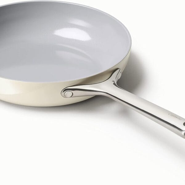 Caraway Nonstick Ceramic Frying Pan (2.7 qt, 10.5") - Non Toxic, PTFE & PFOA Free - Oven Safe & Compatible with All Stovetops (Gas, Electric & Induction) - Cream