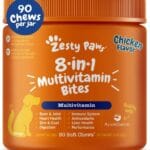 Zesty Paws Dog Multivitamin, Chewable Dog Vitamins and Supplements for Hip & Joints, Skin & Coat, Omega 3 Fish Oil for Dogs- Senior & Puppy Multivitamin- Chicken- 90ct
