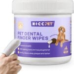 HICC PET Teeth Cleaning Wipes for Dogs & Cats, Vet-Recommended Remove Bad Breath & Plaque & Tartar Buildup Dog Finger Toothbrush Wipes, Dog Tooth Brushing Kit Remove Stain & Gum Care for Small Animal