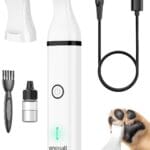 oneisall Dog Clippers with Double Blades,Cordless Small Pet Hair Grooming Trimmer,Low Noise for Trimming Dog's Hair Around Paws, Eyes, Ears, Face, Rump (White)