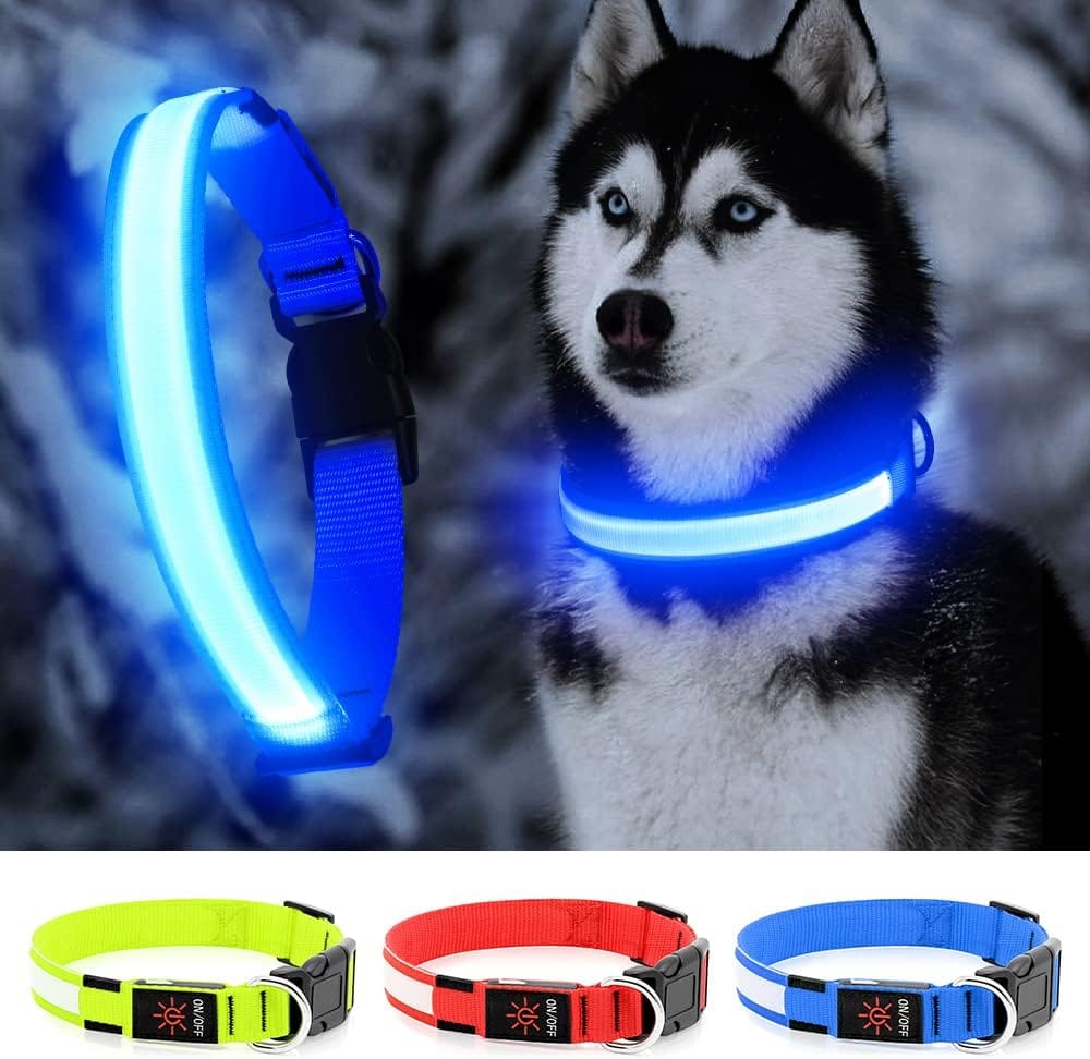 YFbrite Ultra Light Adjustable LED Dog Collar, Light Up Dog Collars Rechargeable Glowing In The Dark Collars Visiblity & Safety For Small, Medium, Large Dogs (Blue, Large) YFbrite Ultra Light Adjustable LED Dog Collar, Light up Dog Collars Rechargeable Glowing in The Dark Collars Visiblity & Safety for Small, Medium, Large Dogs (Blue, Large)