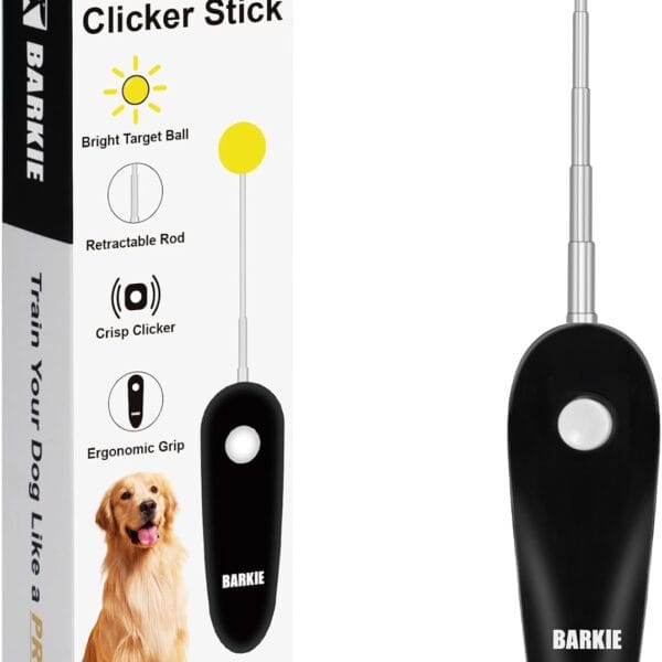 Dog Training Clicker with Target Stick  Portable & Retractable Trainer with Comfortable Handle and Bright Target Ball  Dog Agility Training Aids, Essential Tools & Equipment for Puppies, Cats & Pets