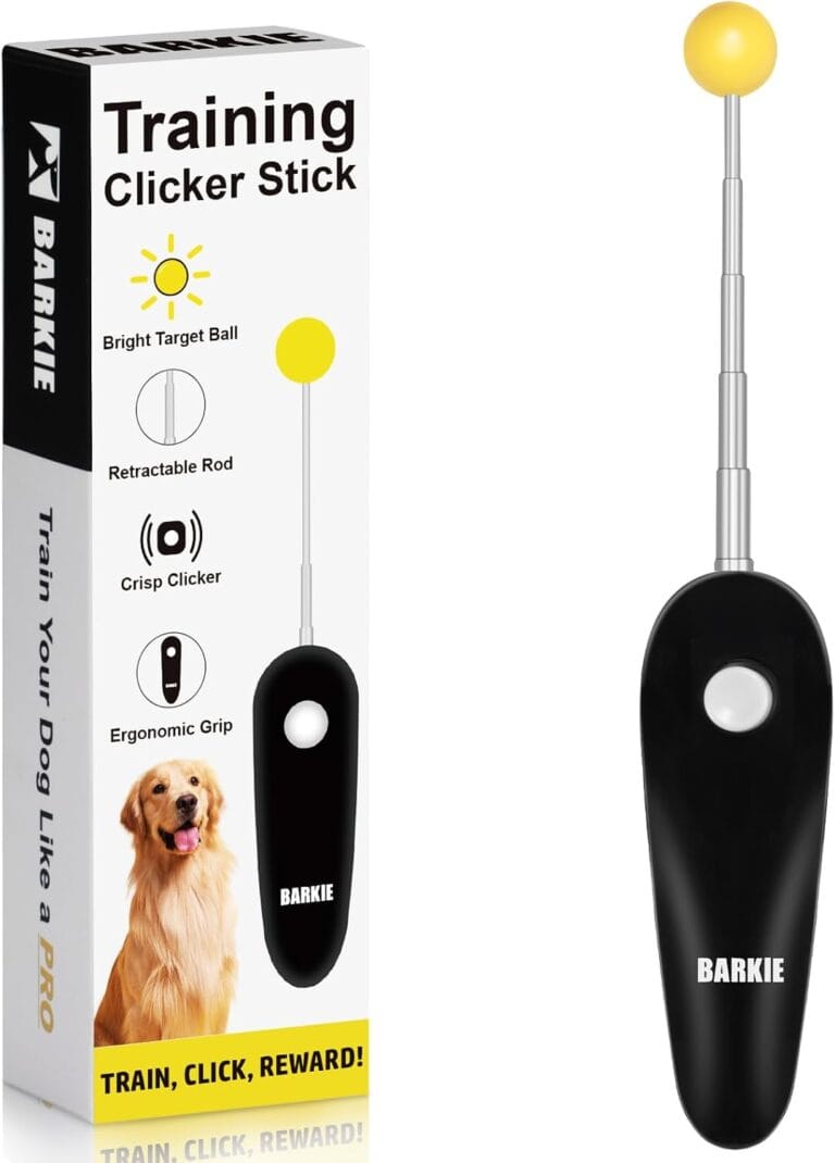 Dog Training Clicker with Target Stick  Portable & Retractable Trainer with Comfortable Handle and Bright Target Ball  Dog Agility Training Aids, Essential Tools & Equipment for Puppies, Cats & Pets