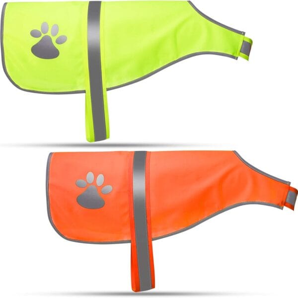 2 Pieces Dog Reflective Vest Adjustable Dog Safety Service Vest Pet High Visibility Apparel for Hunting Outdoor Activities Walking at Night(M,Orange, Fluorescent Yellow)