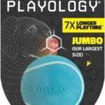 Playology Dog Toys | Squeaky Chew Ball - Bouncy Durable Floating Fetch Ball for Dogs | Jumbo Peanut Butter Scented Toy - Easy to Clean and Made from Non Toxic Materials