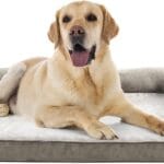 Amazon Basics Dog Bed with Cooling Gel Memory Foam, Pressure-Relief Support for Dogs up to 90lbs, Non-Slip Bottom, Machine Washable Cover, Extra Large Sized (44" x 35"), Brown
