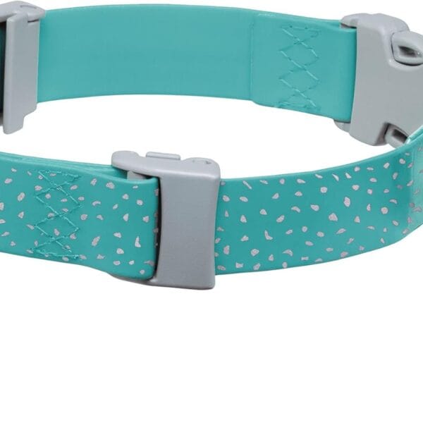 Ruffwear, Confluence Dog Collar, Waterproof Heavy Duty Quick Release Buckle, Odor-Resistant Easy Clean Adjustable TPU Webbing with & Silent ID Attachment, Aurora Teal, 20"-26"