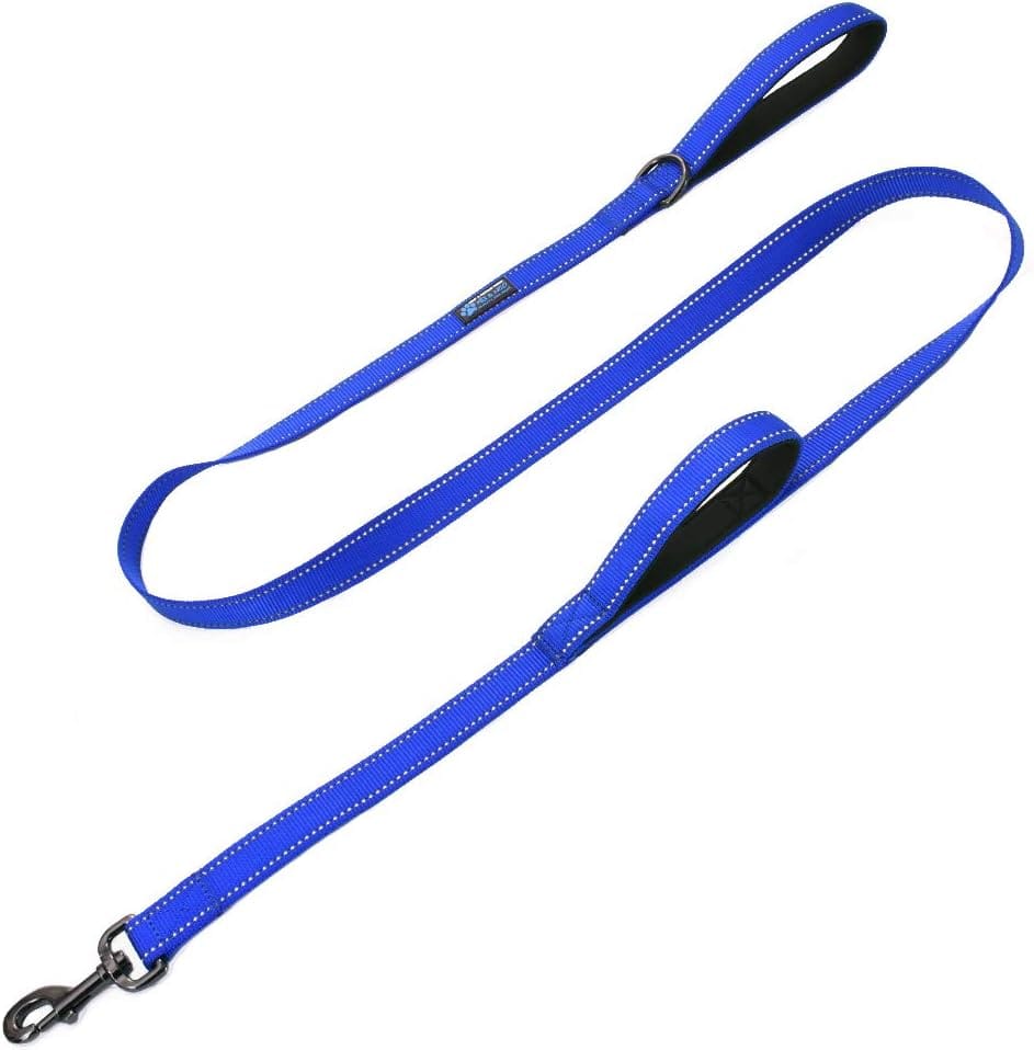 Max And Neo Double Handle Traffic Dog Leash Reflective We Donate A Leash To A Dog Rescue For Every Leash Sold (Blue) Max and Neo Double Handle Traffic Dog Leash Reflective - We Donate a Leash to a Dog Rescue for Every Leash Sold (Blue)