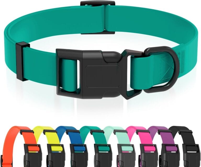 Waterproof Dog Collar, Easy to Clean Rubber Dog Collars with Quick Release Buckle Fits Small Medium or Large Dogs (Emerald Green, L < 15.4-24.8 inch)