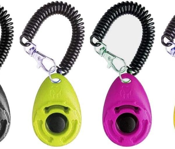 Dog Training Clicker with Wrist Strap - OYEFLY Durable Lightweight Easy to Use, Pet Training Clicker for Cats Puppy Birds Horses. Perfect for Behavioral Training 4-Pack (4colour)