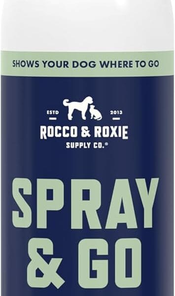 Rocco & Roxie Puppy Potty Training Go Here Spray for Dogs - Attract Dog to Pee in One Spot - Behavior and Housebreaking Aids - Indoor and Outdoor - Tools and Supplies for Dogs and Puppies Made in USA