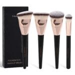 MAANGE Makeup Brushes 4 Pcs Makeup Brush Set for Foundation Concealer Contour Liquid Blending Face Kabuki Makeup Brush Kit (Black Gold)