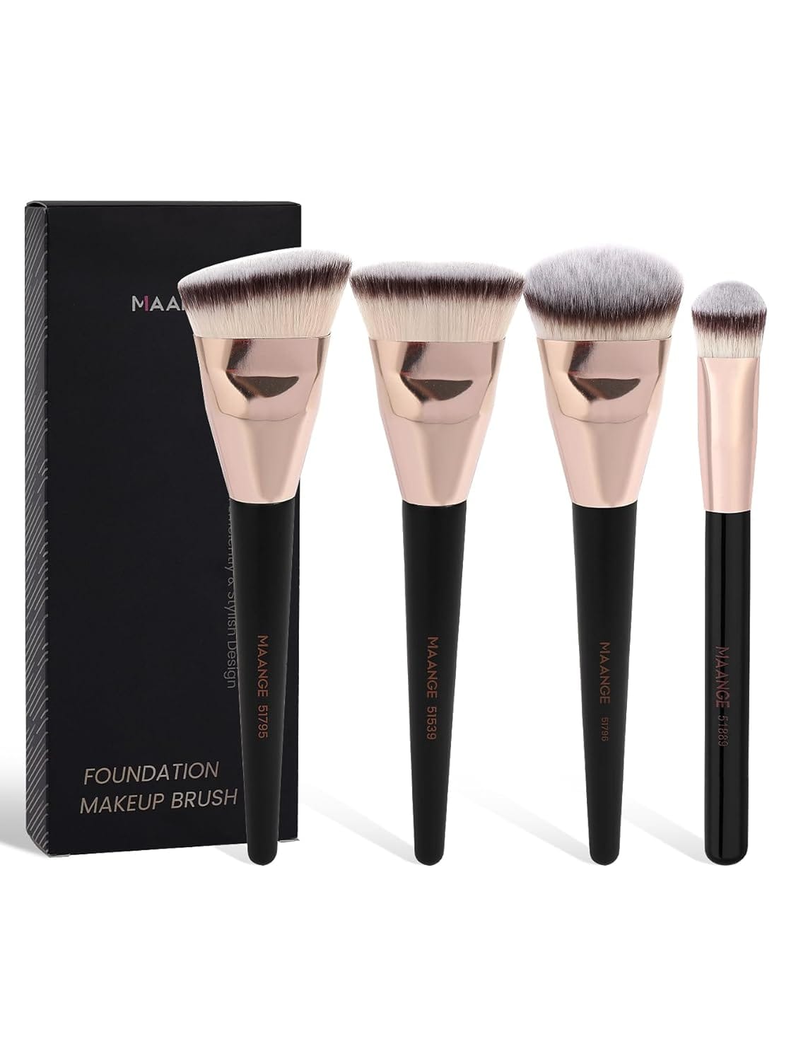 MAANGE Makeup Brushes 4 Pcs Makeup Brush Set For Foundation Concealer Contour Liquid Blending Face Kabuki Makeup Brush Kit (Black Gold) MAANGE Makeup Brushes 4 Pcs Makeup Brush Set for Foundation Concealer Contour Liquid Blending Face Kabuki Makeup Brush Kit (Black Gold)